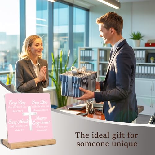 Christian Gifts for Women, Every Day Every Hour Every Minute Because Every Second He Loves You Quotes Bible Verse Acrylic Plaque Signs, Inspirational Gifts, Office Home Desk Decor Signs(Pink) - color: Every Day 3