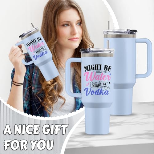 Might Be 40oz Tumbler, with Handle & Straw, Stainless Steel Cup - color: Might Be