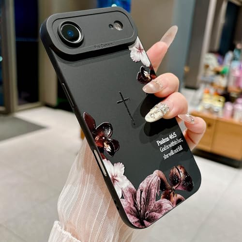 Bible Verse Phone Case for iPhone 17 Air Case, Cute Simple Cross with Flower Design, Soft TPU Shockproof Protective Cover for Girls Women-Black - color: Black-2, size: iPhone 17 Air