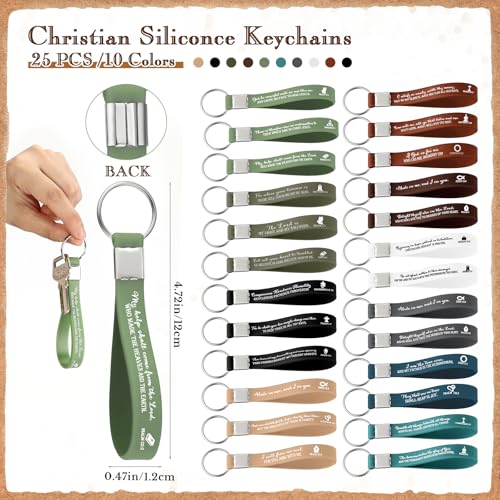 Feifeiya 25 Sets Christian Bulk Pens Bamboo Bible Verse Keychain Bookmark - color: Classic Color, style: English