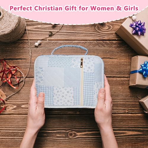 Bible Cover for Women (Blue Spliced Flower, Large) - color: B2 Blue Spliced Flower