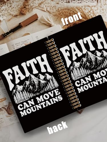 Christian Journal for Women Men,Christian Faith Gift,Bible Study Journal,Church Notes Notebook for Worship & Sermons,Inspirational Religious Hardcover Spiral Notebook 5.5x8.3 - color: faith can move mountains
