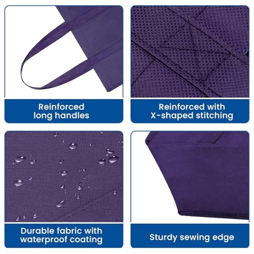 Reusable Grocery Shopping Bags 10 Pack Large Foldable Tote Bags Bulk - color: Black, Gray, Green, Purple, Claret