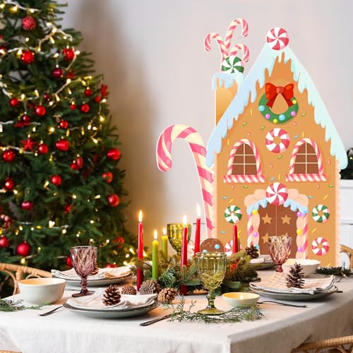 Teling Christmas Gingerbread House Photo Booth Props, 43.3 x 37.4 Inch - style: Gingerbread House