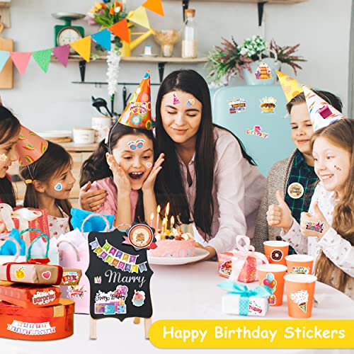 LINAYE 24 Sheets Happy Birthday Stickers - 730 Counts, Small & Large Sizes, Perfect for Birthday Party Decorations & Gifts - style: Birthday 24 Sheets
