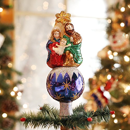 Old World Christmas Nativity Tree Top Glass Blown Ornament for Christmas Tree, Handcrafted Holiday Decoration, Religion Collection - style: Nativity Tree