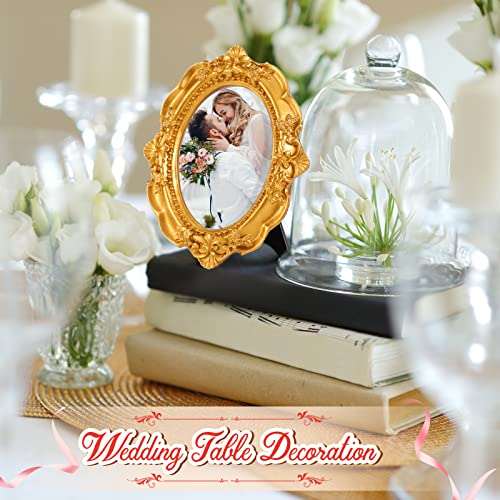 Maitys 25 Pcs Tiny Vintage Picture Frames with Stands Ornate,Gold - color: gold
