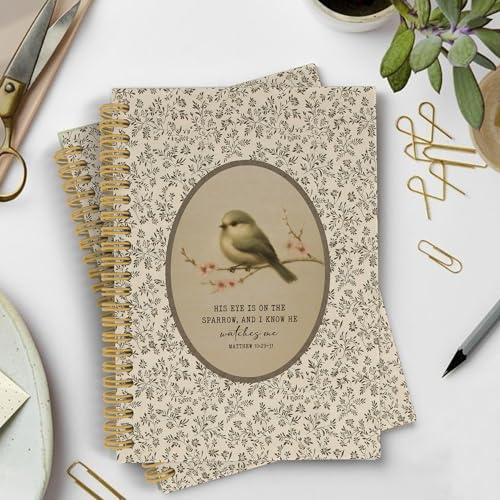YLZlhb Christian Bird Floral Spiral Notebook Journal, Bible Verse Notebooks for Note Taking, Christian Gifts for Women, His Eye Is on the Sparrow Religious Hardcover Spiral Journal 5.5x8.3 Inches - color: Bird
