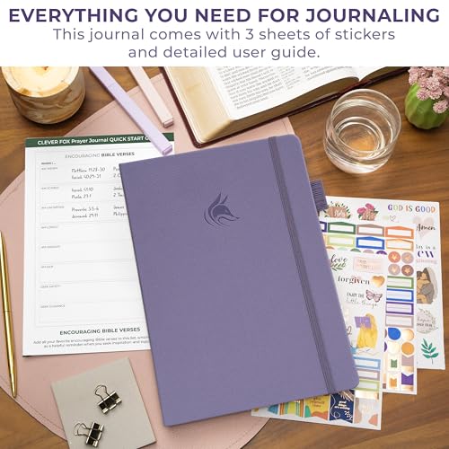 Clever Fox Prayer Journal with Prompts, Bible, Women, Teen, B5 Lavender - color: Lavender, size: Smaller than A4 (7" x 10")