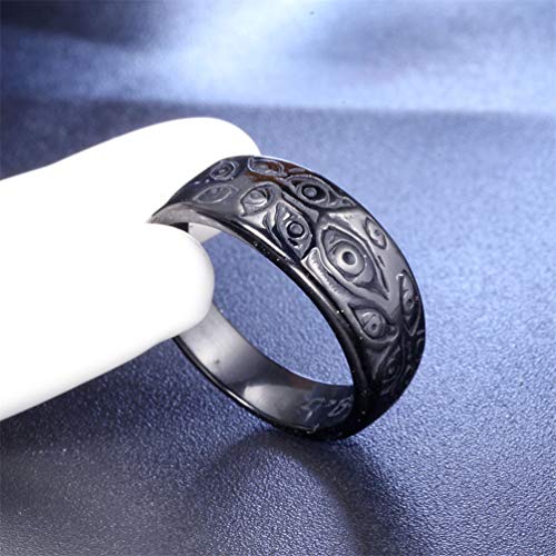 Men's Vintage Engraved Eye of God Ring Black Gold Silver Tone - color: Black