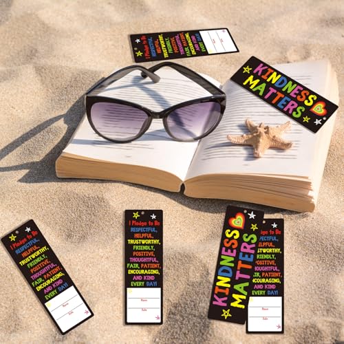 Dispowreath 60 Pcs Kindness Matters Pledge Bookmarks Inspirational Pledge Bookmarks Church Exchange Gifts for Party Favors Prizes Reading Accessories Book Club Supplies Incentive Gifts - style: Kindness Matters