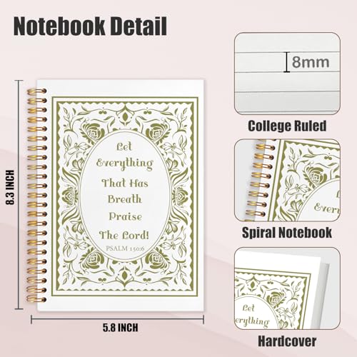 Christian Floral Spiral Notebook Journal 5.5x8.3in, Let Everything That Has Breath Praise the Lord Religious Bible Hardcover Notebook for Church Study Work Office, Prayer Journal for Women - color: Let Everything That Has Breath Praise