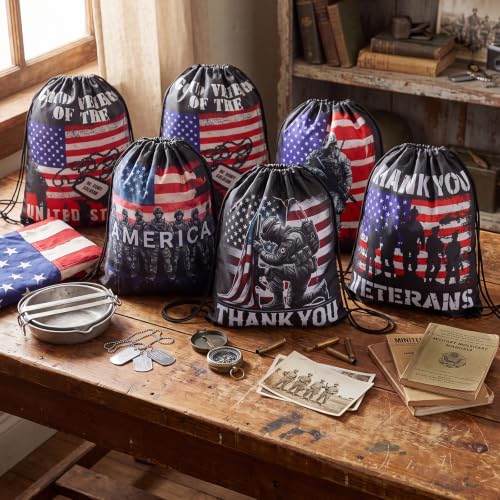 24 Pcs Veterans Day Drawstring Bags Thank You Service Patriotic - style: Veterans Day
