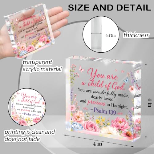 Inspirational Godchild Decor for Home, Pink Flower Christian Decorations for Granddaughter Grandson, Baptism Gifts for Boys Girls Catholic, You Are a Child of God, Newborn Room Decor - color: sight