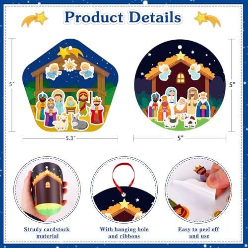 FaCraft Christmas Crafts Sticker for Kids 24pcs Make a Nativity Scene Craft - color: C-24pcs