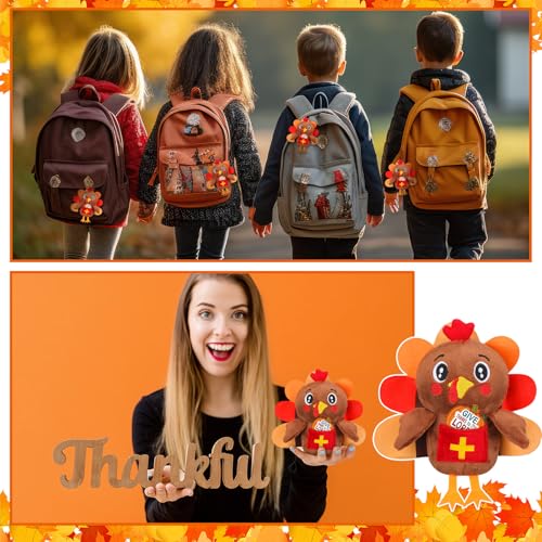 Simgoing 16 Packs Thanksgiving Fall Turkey Plush Toys Bulk for Kids