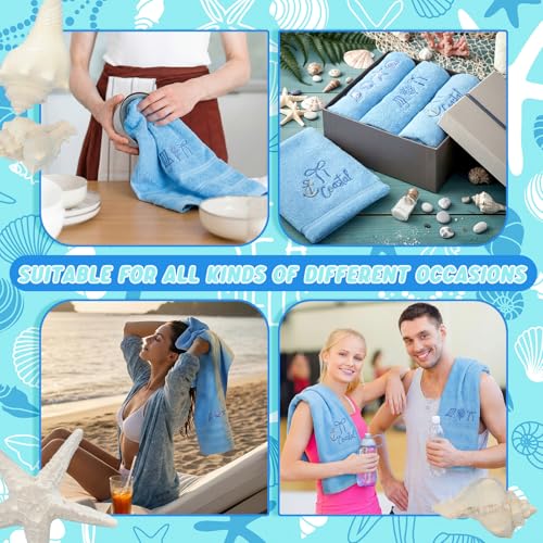 SmoothNovelty 3 Pcs Beach Coastal Hand Towels Cotton Ocean Starfish Shell - color: Beach, size: 13.3 x 29.5 inches