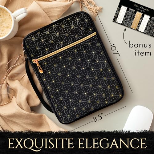 Bible Cover, Calming Theme, Bible Covers for Women, Bible Case, Bible Bag, Bible Case for Women, Bible Bag for Women, Bible Case for Girls, Bible Book Cover, Black Gold, Medium - color: Black Gold