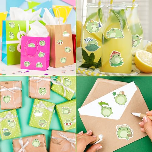 Cartoon Frog Sticker Rolls, 1000Pcs Frog Animal Stickers 2 Rolls - style: Cartoon Frog
