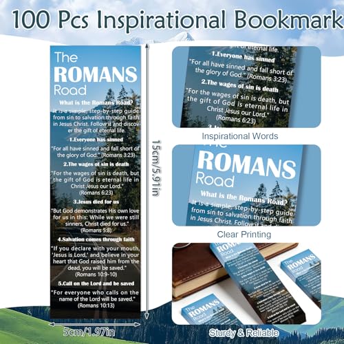 100 Pcs Romans Road Bookmarks Bible Salvation Page Marks Gifts - color: The Romans Road to