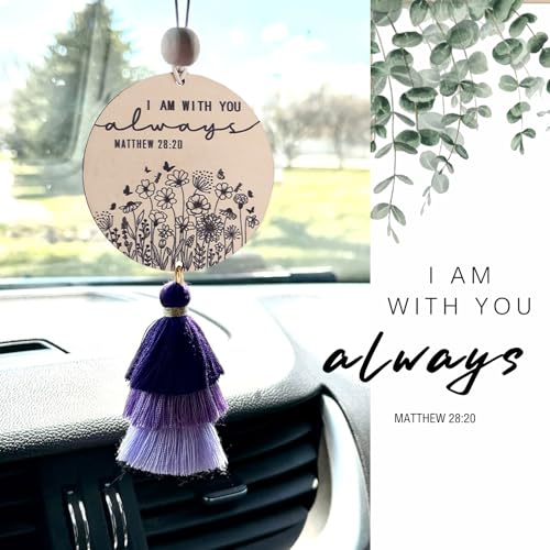 Christian Car Charm Cute Rear View Mirror Accessories for Women - color: Purple