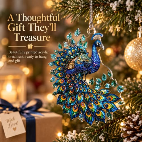 Peacock Christmas Ornaments, Peacocks Suncatcher, Peacock Gifts for Women - color: Peacock Suncatcher