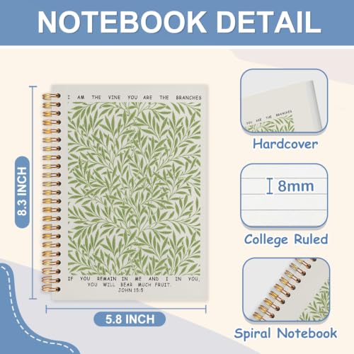 Green Botanical Christian Notebook Journal, 5.5x8.3 - color: white-Green Botanical