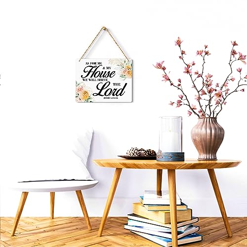 Inspirational Decor As for Me and My House We Will Serve The Lord-Joshua 24:15 Christian Bible Verse Wall Art Scripture Wooden Hanging Sign for Farmhouse Home Wall Art Decoration 10 x 8 Inches - color: Joshua 24:15
