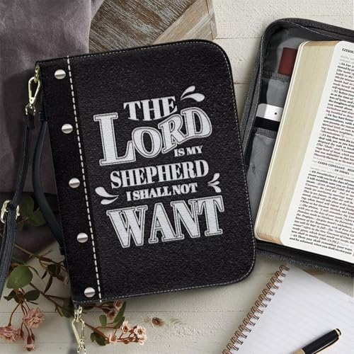 Bible Cover for Women Men Waterproof Crossbody Bag with Handle Tote Bag for Pens, Highlighters M-2XL - color: Black, size: L(9.2”L x 6”W x 1.6”)