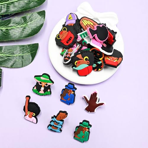 Cute Pins Bulk, Funny Lapel Badge Pins Rubber Brooch Pins for Backpacks, Hats, Bags - style: Black girl-30PCS