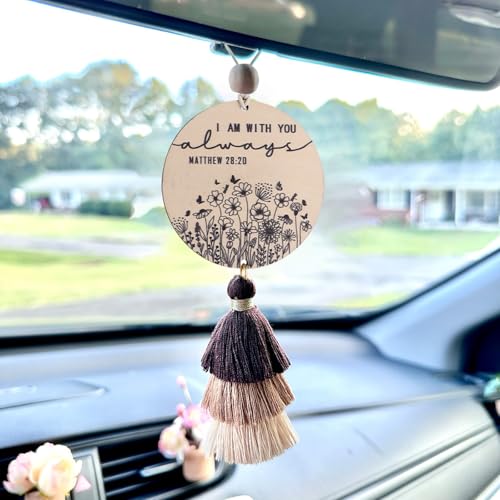Christian Car Charm Cute Rear View Mirror Accessories for Women - color: Brown