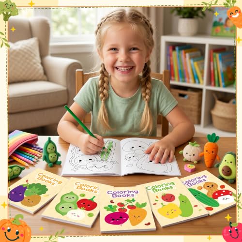 Bulk Vegetable Coloring Books, 24Pcs Mini Drawing Booklet for Kids - style: Vegetable