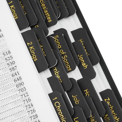 Mr. Pen- Laminated Bible Tabs, 75 pcs, Black, Gold Foil Embossed Lettering - color: Black (Gold Foil Lettering)