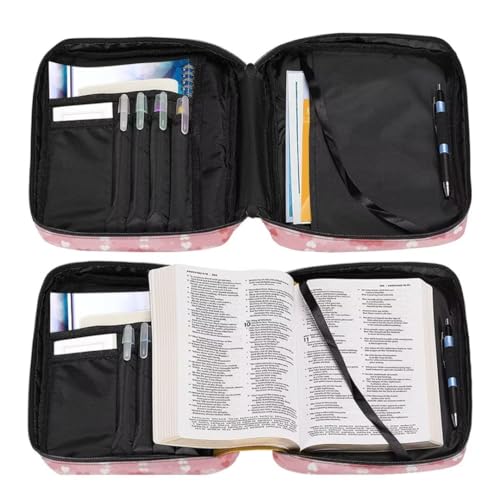 Coldinair Sloth with Strawberry Bible Cover for Women Teens Kid Girls,Carrying Book Case Church Bag Bible Holder with Handle and Zippered Pocket - color: Sloth With Strawberry
