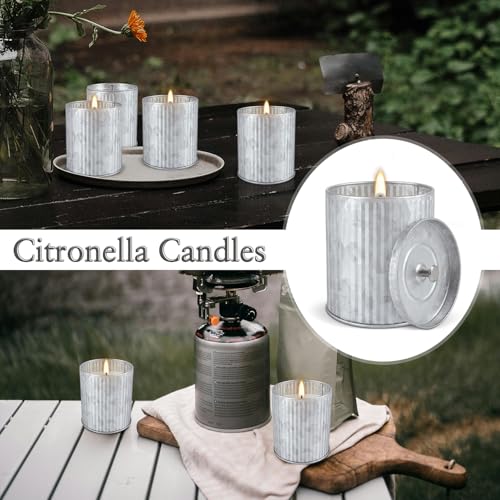 4Pack Citronella Candles Outdoor Indoor, 4oz Silver Canned Candle - color: 4Pack1 Silver-white