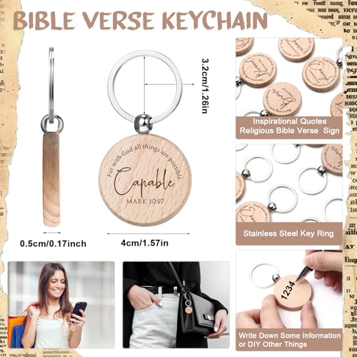 Sureio 48 Pcs Bible Verse Keychains Christian Gifts for Church, Round - style: Round