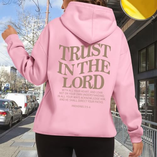 Tuislay Trust In The Lord Hoodie Christian Sweatshirts Women - color: Pink, size: Small