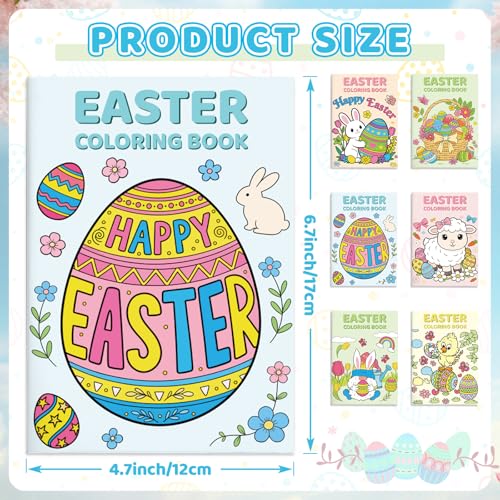 Zealor 36 Pcs Easter Mini Coloring Book for Adult, Easter Activity Booklet Coloring Book Bunny Egg Sheets Basket Stuffer DIY Craft Project Gift Bag for Birthday Prize Exchange Party Favor - color: Easter Theme