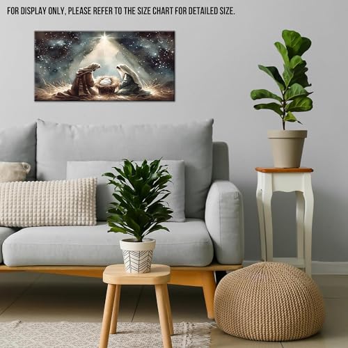 Jesus Christian Religious God Canvas Wall Art, Large Nativity Scene Poster Painting, Spiritual Canvas Artwork Pictures, Inspirational Nursery Wall Decor for Living Room, Bedroom, 16x8 Inch - color: Jesus Artwork02, size: 16"L x 8"W