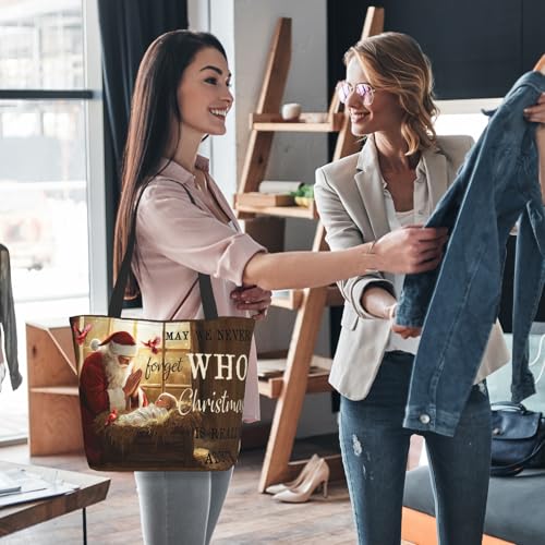 Funny Christian Tote Bags For Women With Zipper Christian Gifts For Work Gym Travel Beach Women With Large Capacity - color: Christmas-2