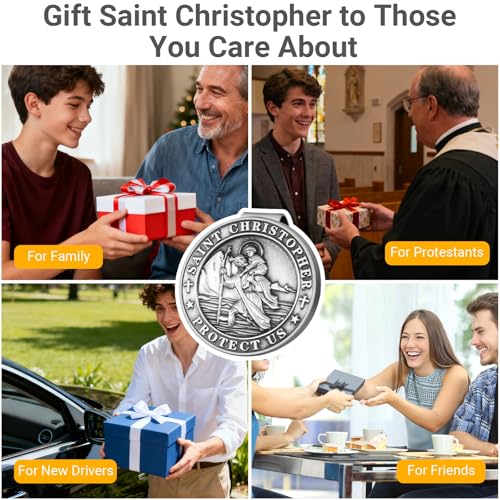 2PCS St Christopher Medal for Car Visor Clips, Catholic Gift Drivers - size: 2PCS