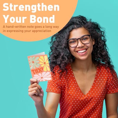 S&O Thank You Cards with Envelopes - Blank Greeting sheets for Handwritten Messages - Set of 24 Thank You Notes and Envelopes - Assorted Decor Cards with Stylish Color covers to Mix & Match