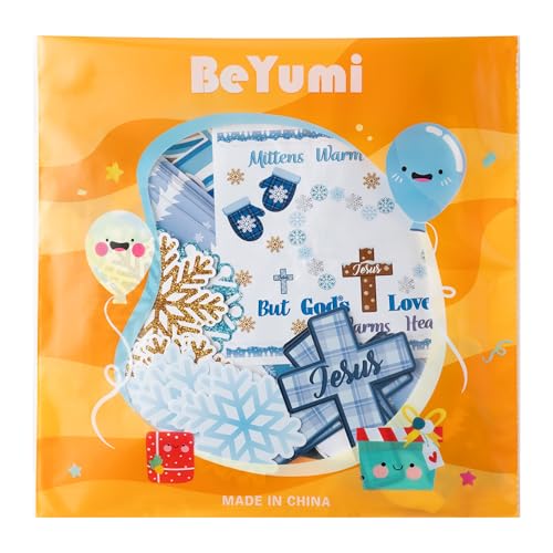 BeYumi Winter Christian Bulletin Board - 84Pcs Winter Christian Bulletin Board Decoration Set God’s Love Warms Heart Cross Cutout Snowflake Border Trim Winter School Classroom Chalkboard Holiday Decor - style: God’s Love Warms Heart