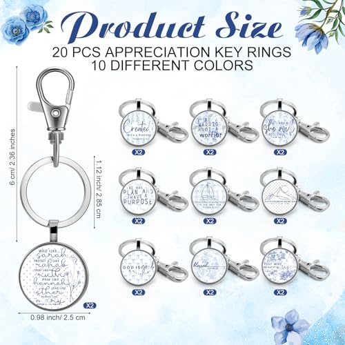 Fumete Christian Keychain Bulk for Wowen Men - style: Blue White Watercolor