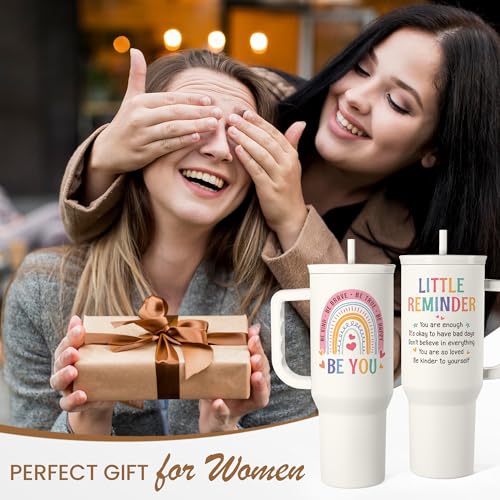 Inspirational Tumbler with Handle 40oz, Positive Reminder Coffee Cups Stainless Steel Travel Mug, Daily Inspiration Motivational Gifts for Women Girls Friends Coworker, Gift for Birthday Christmas - color: Inspiration 1