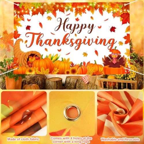 Large Thanksgiving Banner Decorations Outdoor 72x44 Inch,Turkey Maple Leaf Pumpkin Decorations Gifts for Indoor Home House Decor Party Supplies,Yard Sign Background for Photography - color: White Turkey