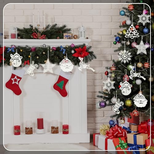 Lunmon 48 Pcs Crocheted Ornaments for Christmas Tree, 8 Styles, White - style: Mixed Christmas