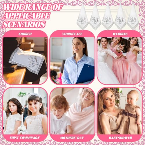 6 Pack 23'' Women Church Lap Scarf - color: White, style: Bible Verses