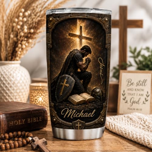 Personalized Christian Gifts For Men - A Child Of God Man Of Faith Bible Tumbler V17 - Warrior Christ Religious Faith For Dad, Husband, Grandpa on Fathers Day, Christmas, Birthday - color: CH-VAR-17