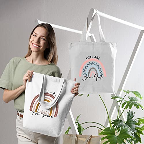 Sieral 10 Pcs Canvas Tote Bags,Rainbow - style: Rainbow